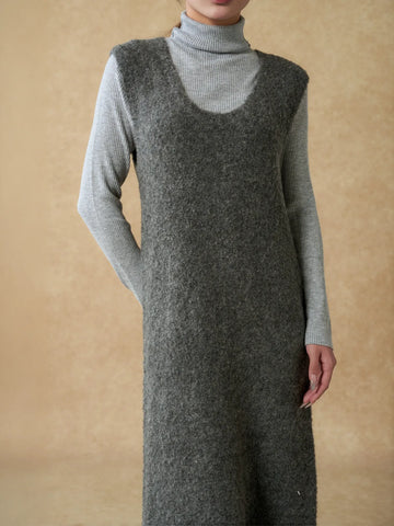 Cozy Layered Sleeveless Knit Sweater Dress