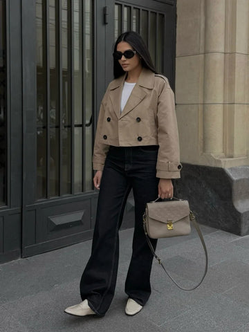 Double Breasted Cropped Trench Coat