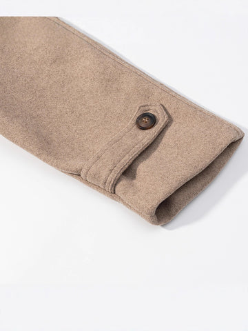 Double Breasted Stand Collar Wool Coat