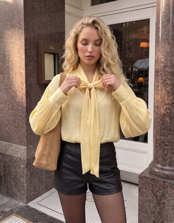 Elegant Satin Tie Neck Blouse