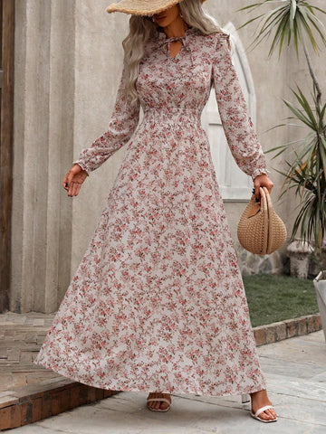 Leopard Print Ruffled Maxi Dress