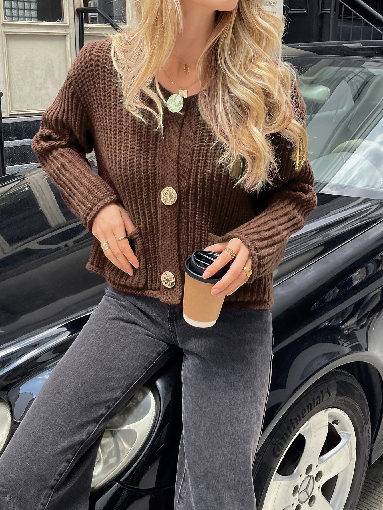 Chunky Button Front Knit Cardigan