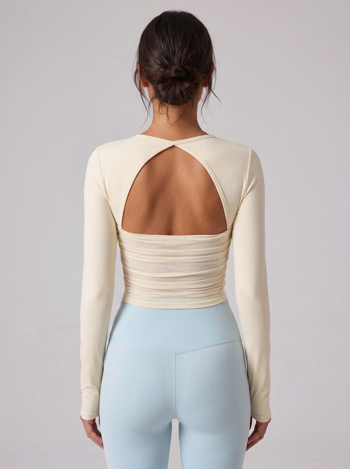 Open Back Ruched Long Sleeve Tee