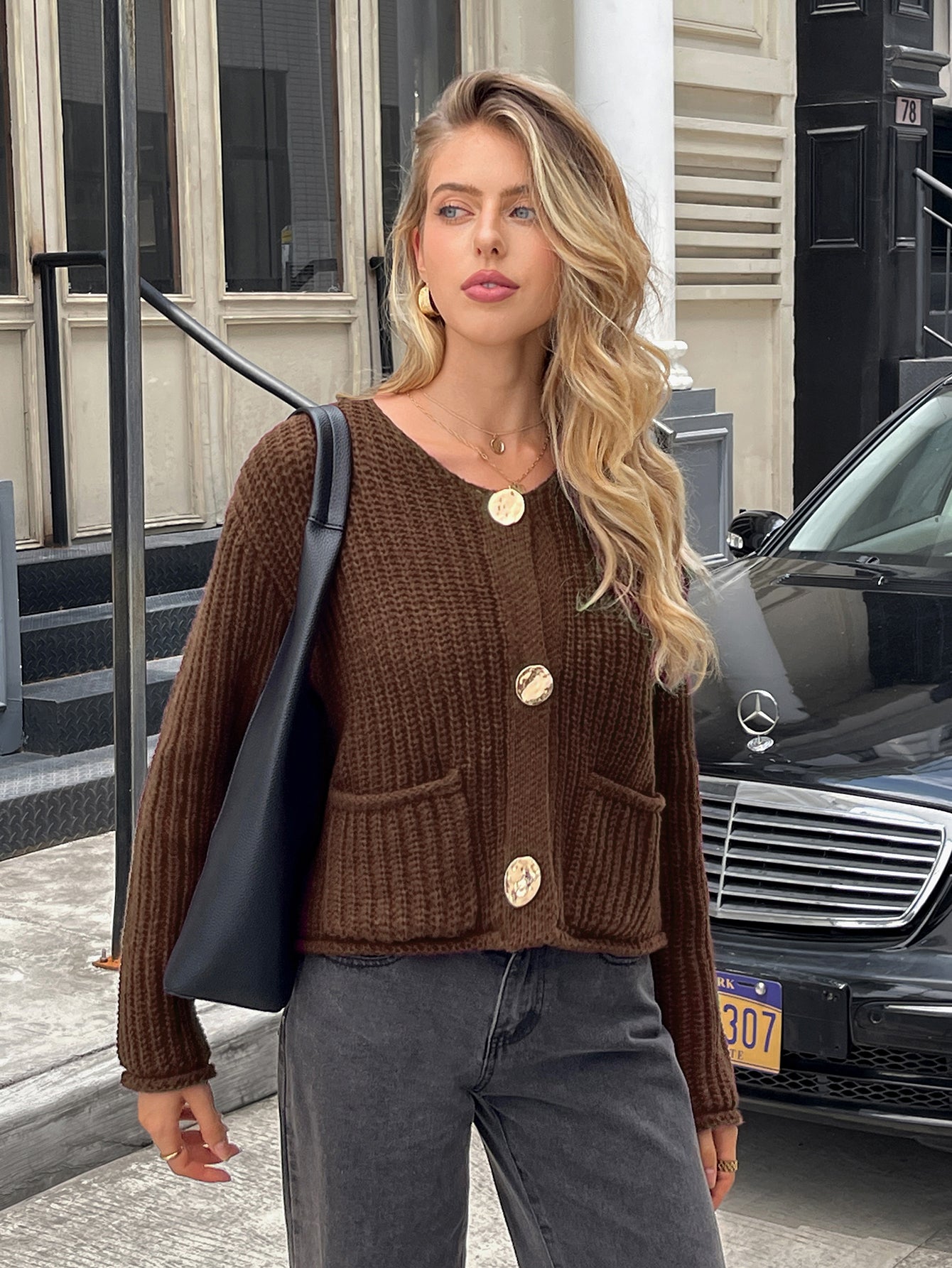 Chunky Button Front Knit Cardigan