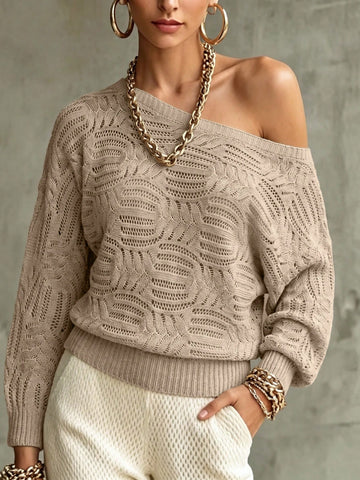 Open Knit Off Shoulder Sweater