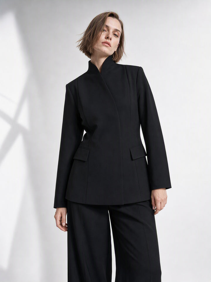 Elegant Tailored White Pant Suit Set