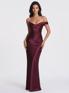 Satin Corset Back Formal Maxi Dress
