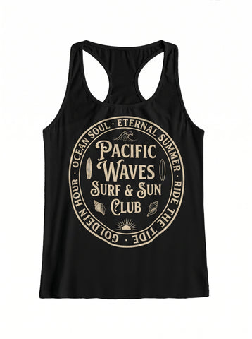 Graphic Print Summer Beach Tank Top