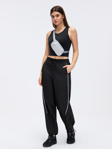 Round Neck Longline Athletic Yoga Tank-Blue