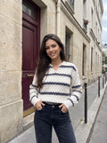 Striped Textured Collared Knit Pullover