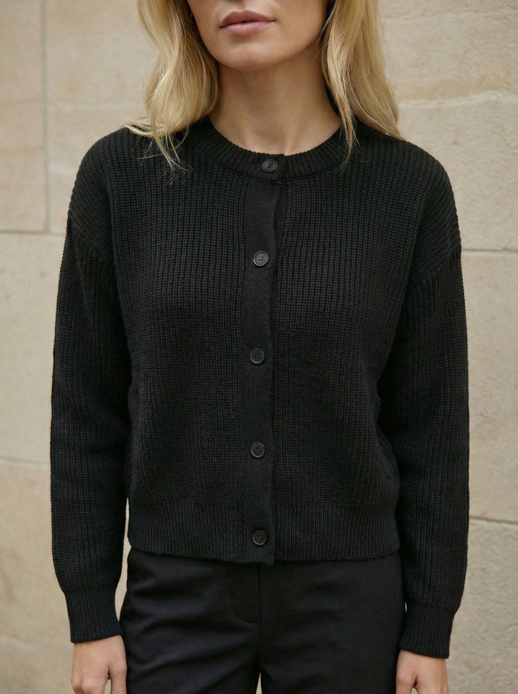 Soft-Knit Cropped Button-Front Casual Cardigan-Multicolor