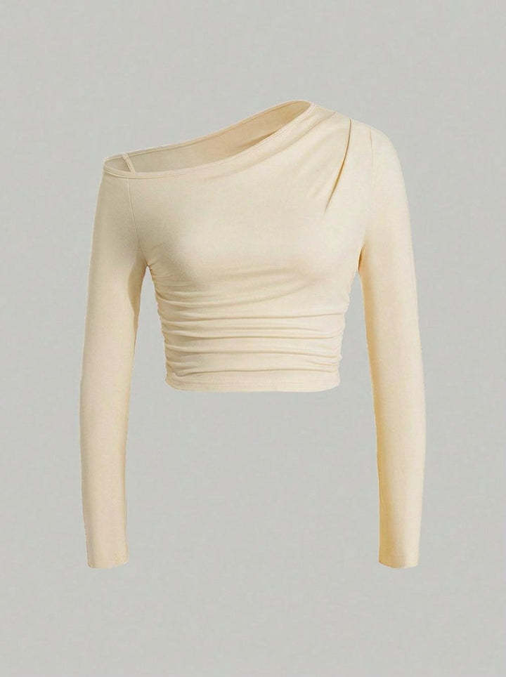 One Shoulder Ruched Slim T Shirt