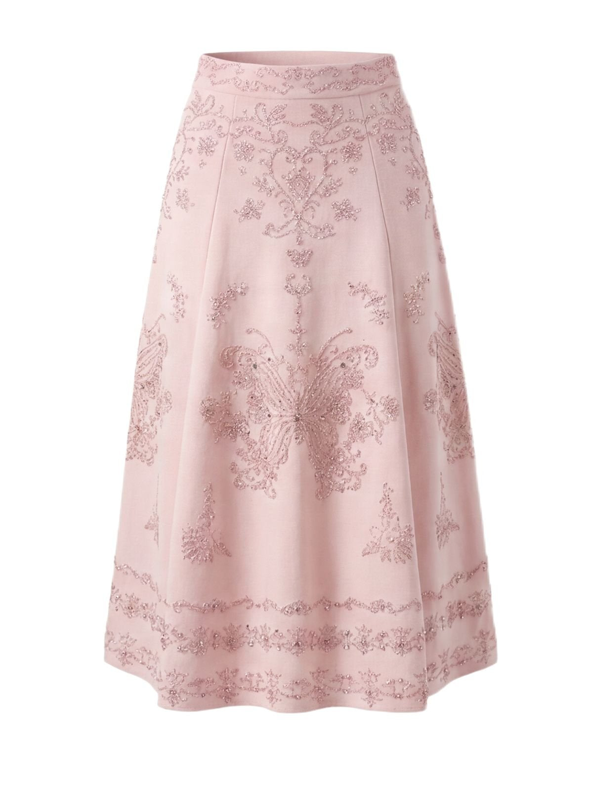 Embroidered Butterfly Pink A Line Skirt
