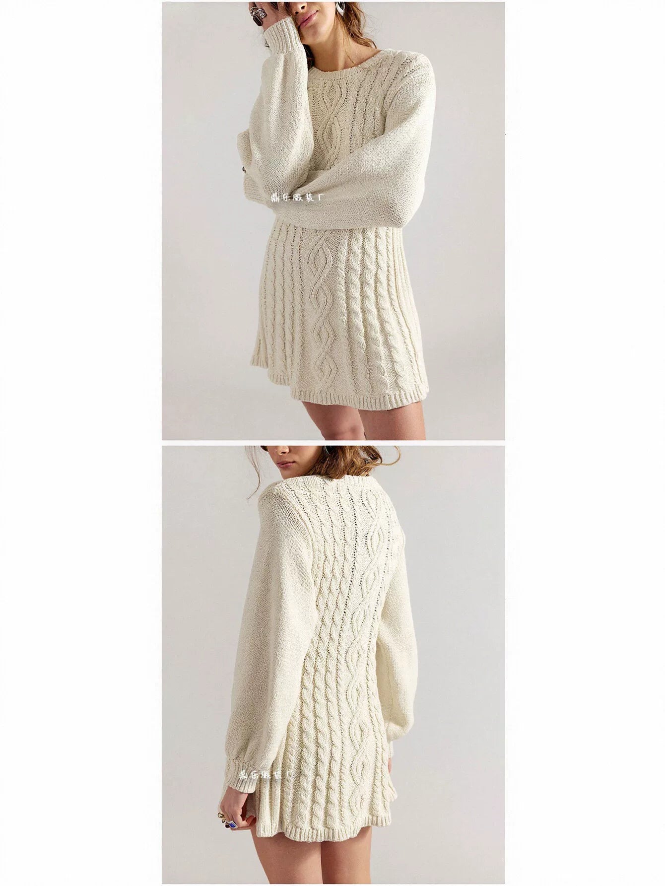 Cozy Cable Knit Mini Sweater Dress