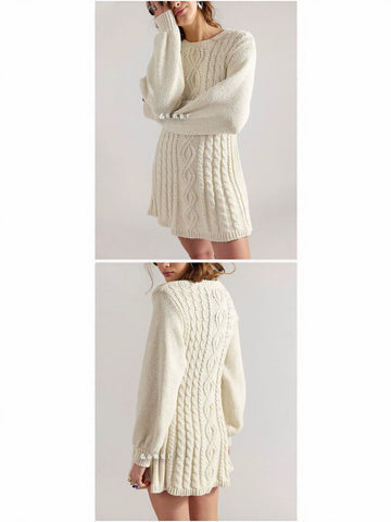 Cozy Cable Knit Mini Sweater Dress