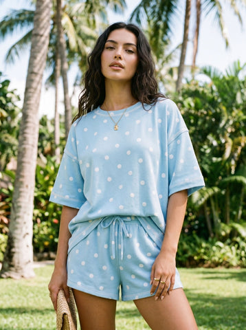 Cozy Polka Dot Lounge Shorts Set