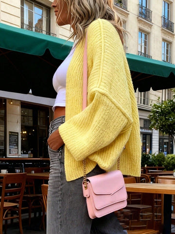 Oversized Chunky Knit Yellow Cardigan