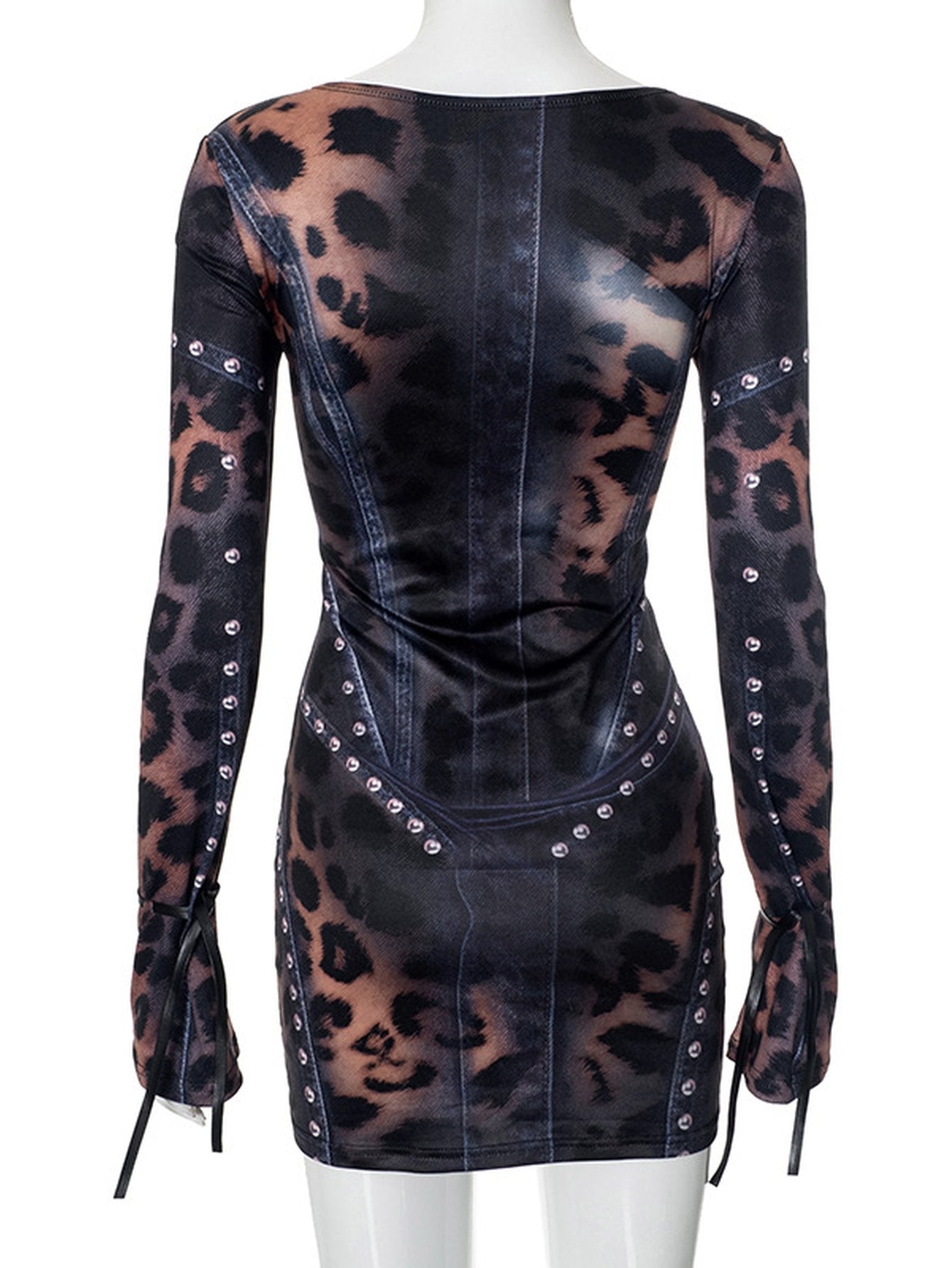 Studded Leopard Print Mini Dress