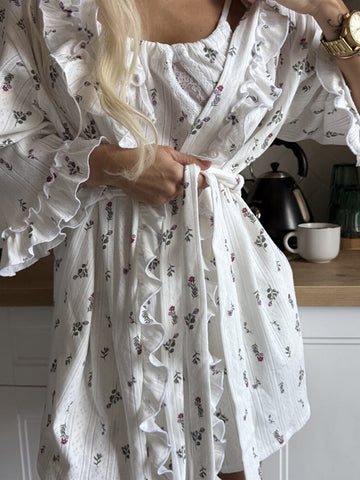 Floral Lace Trim Pajama Set