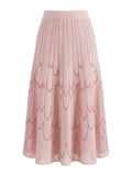 Embellished Scalloped Hem Midi Skirt