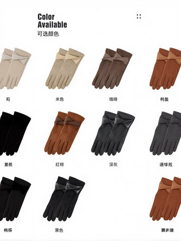 Elegant Suede Winter Women Gloves
