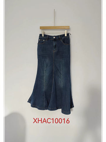 High Waisted Flared Denim Skirt