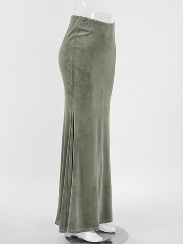 High Waisted Slim Fit Maxi Skirt