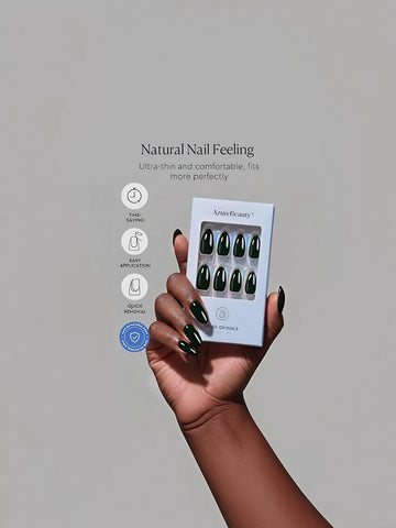 Glossy Dark Green Almond Press On Nails