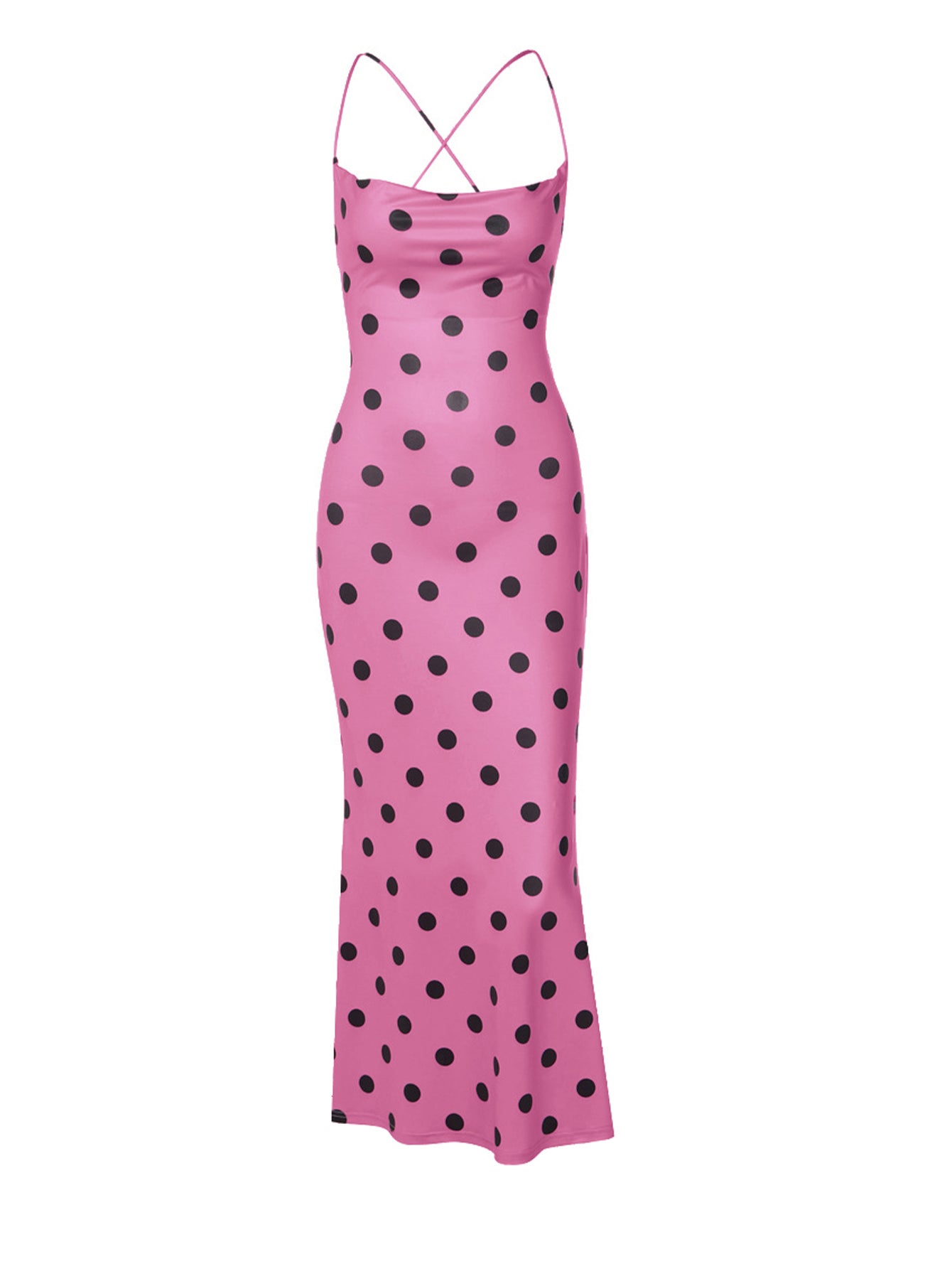 Polka Dot Cowl Neck Midi Dress