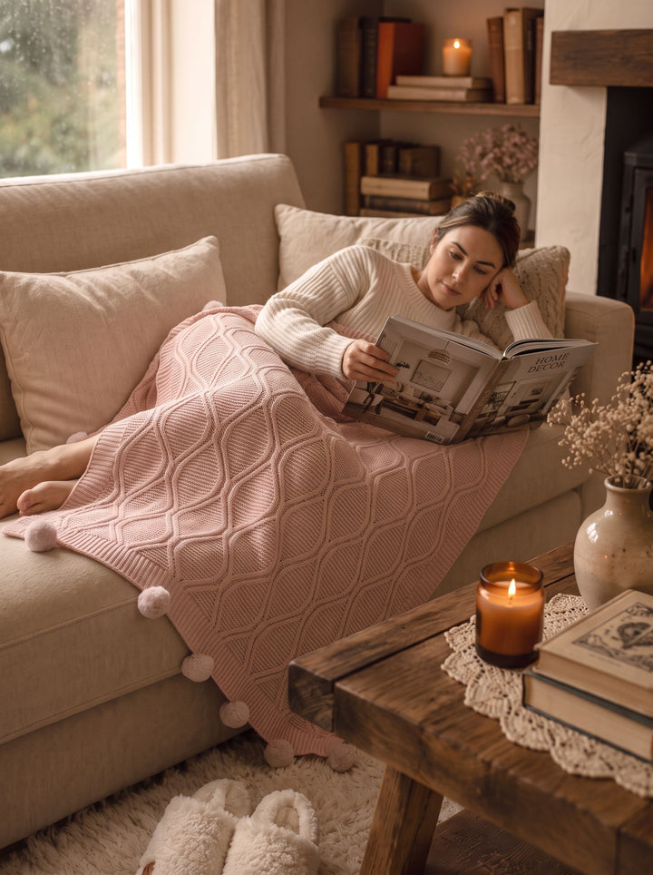 Soft Cozy Cable Knit Throw Blanket