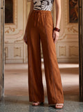 High Waisted Linen Blend Pants