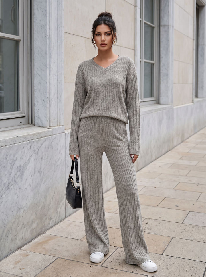 Cozy Ribbed Knit Lounge Pants Set
