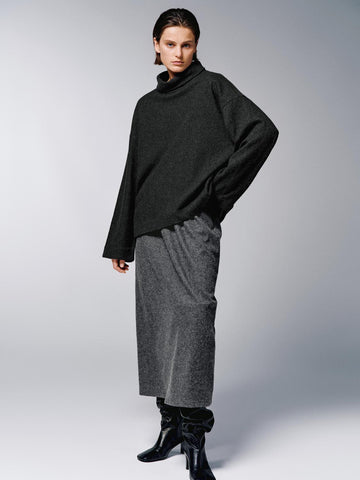 Urban Revivo Pull On Straight Midi Skirts-Gray Marl