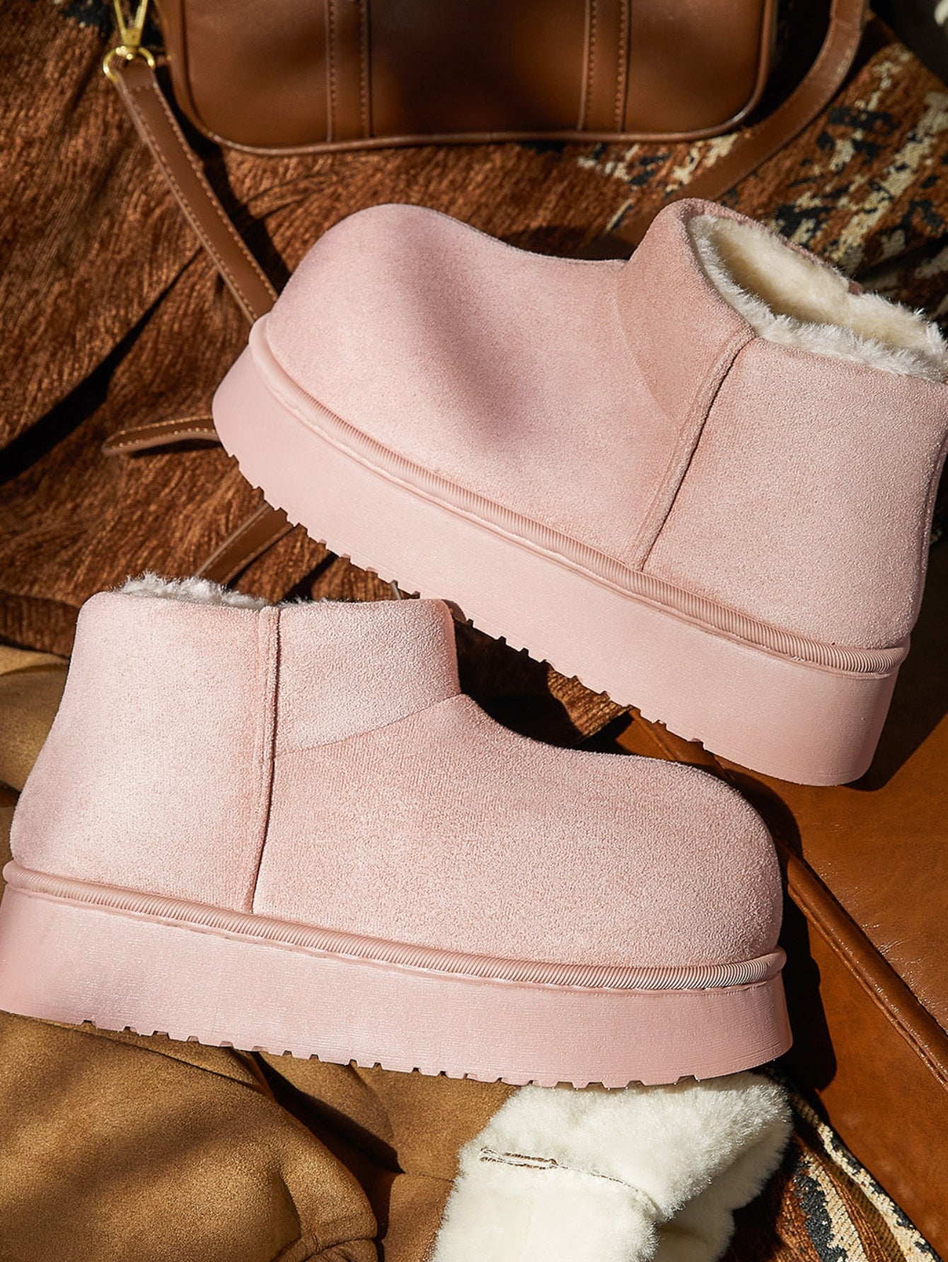 Cozy Faux Fur Platform Ankle Boots