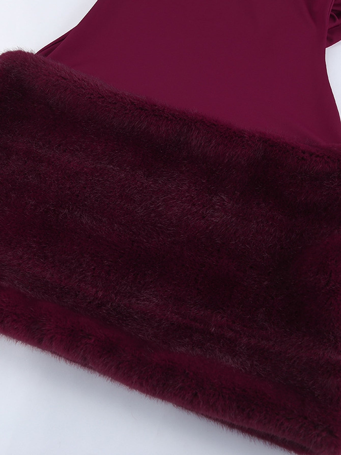 Faux Fur Trim Mock Neck Dress