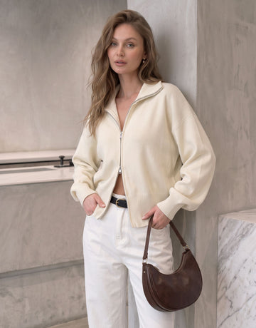 Oversized Zip Up Knit Jacket
