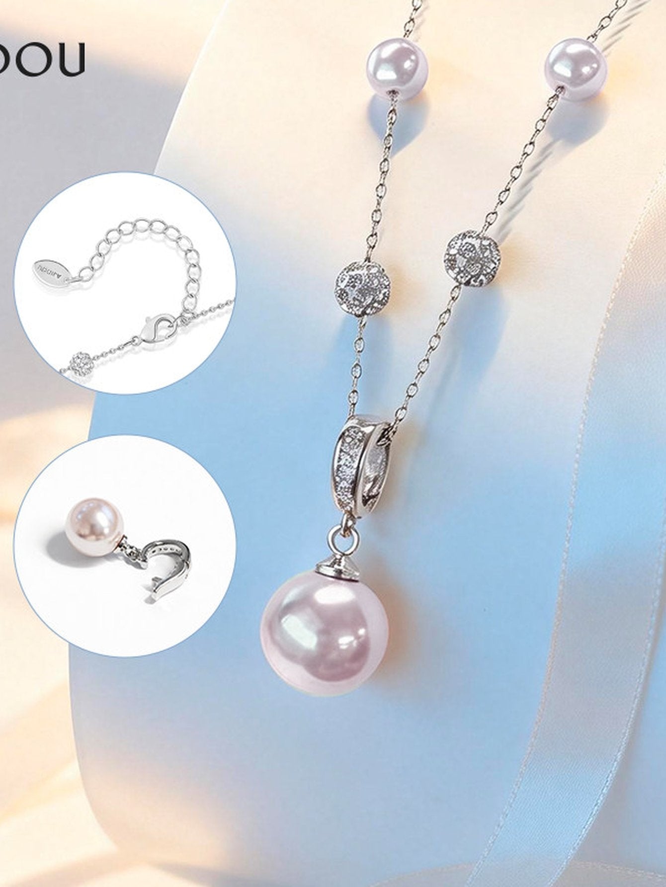 Elegant Dainty Pearl Station Necklace
