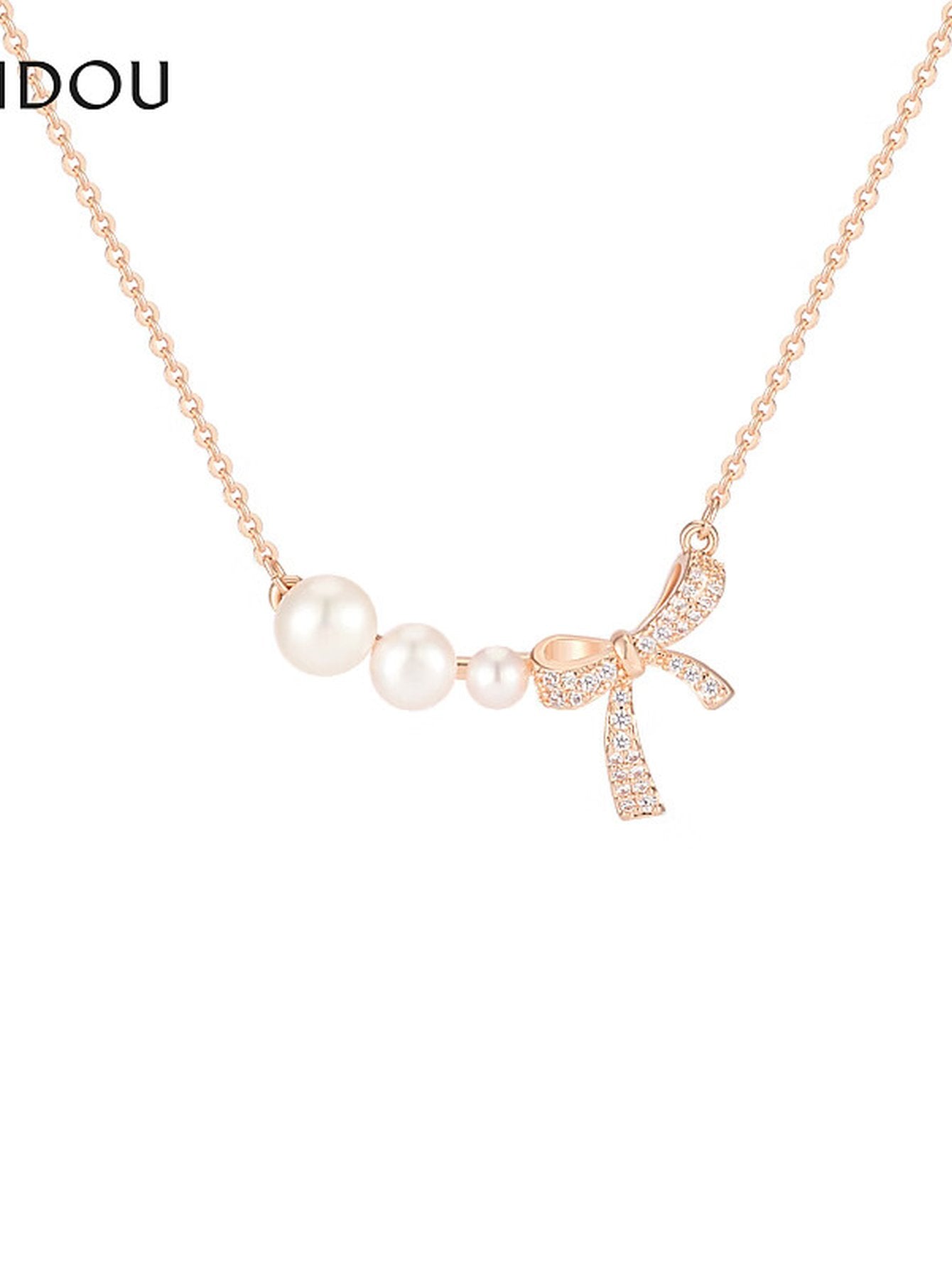 Elegant Pearl Bowknot Gold Necklace