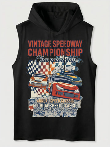 Vintage Graphic Hooded Muscle Tank
