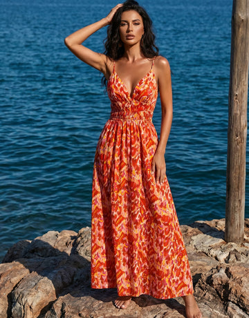 Floral Smocked Waist Maxi Dress
