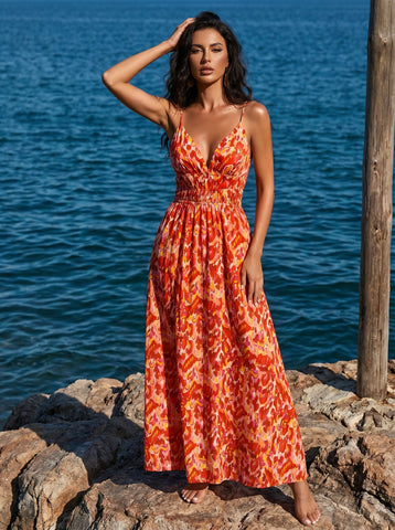 Floral Smocked Waist Maxi Dress