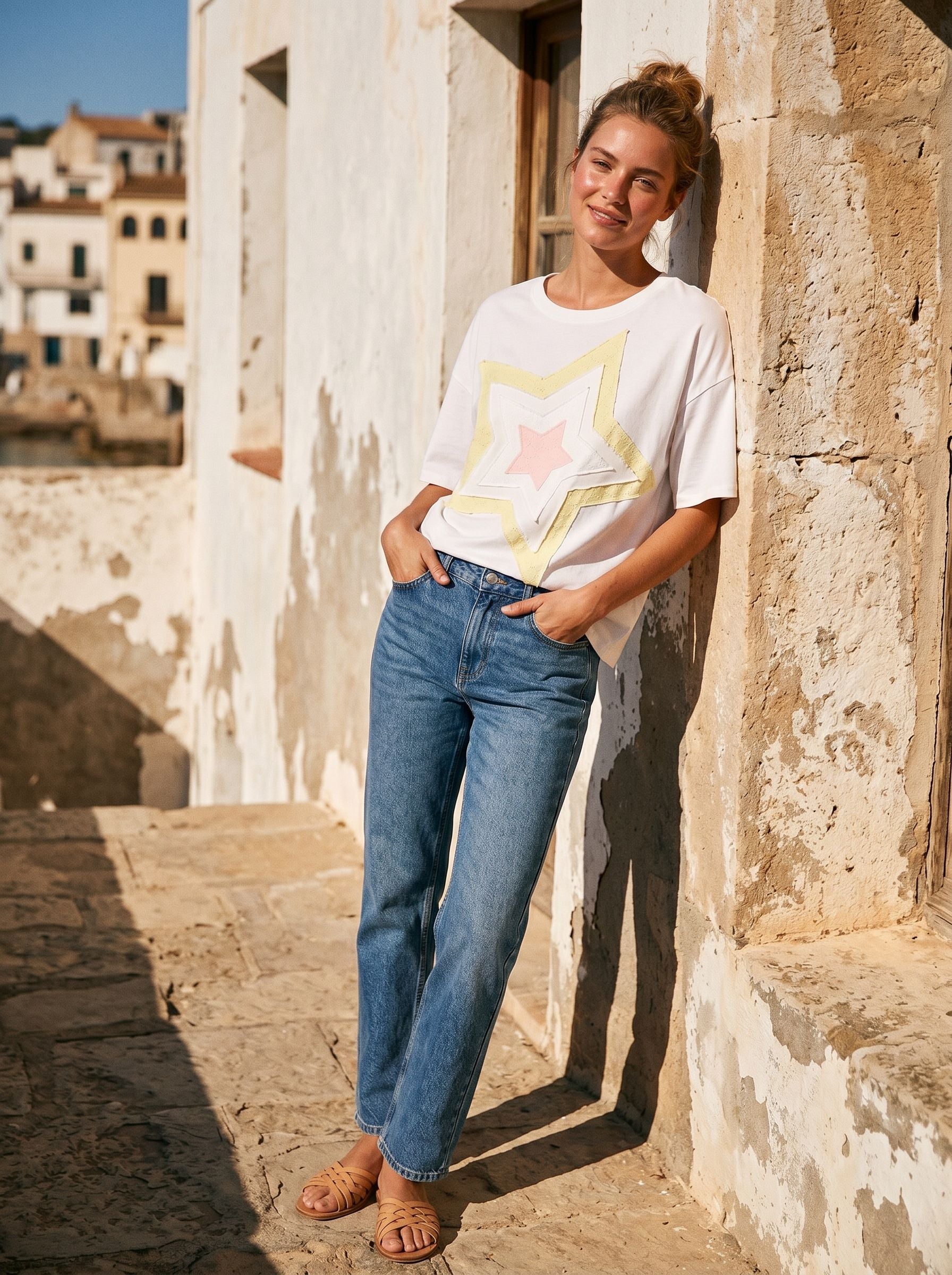 Oversized Star Graphic Cotton T-Shirt
