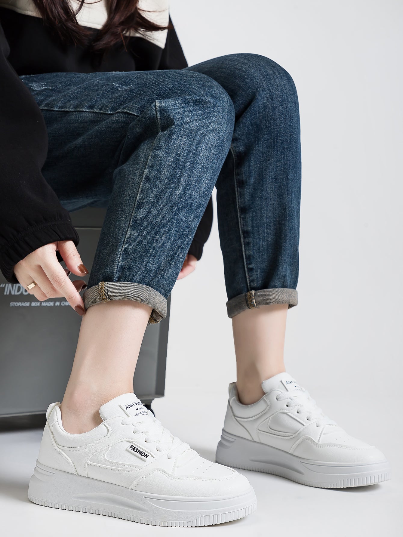 Platform Leather Upper Fashion Casual Shoes
