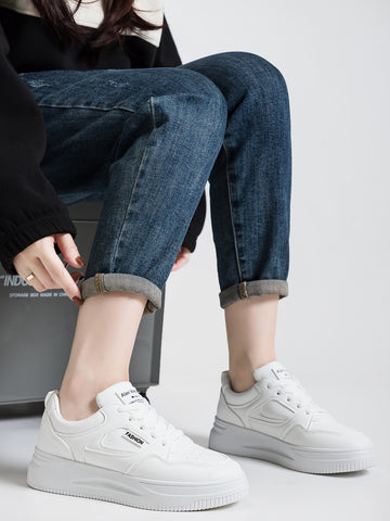Platform Leather Upper Fashion Casual Shoes