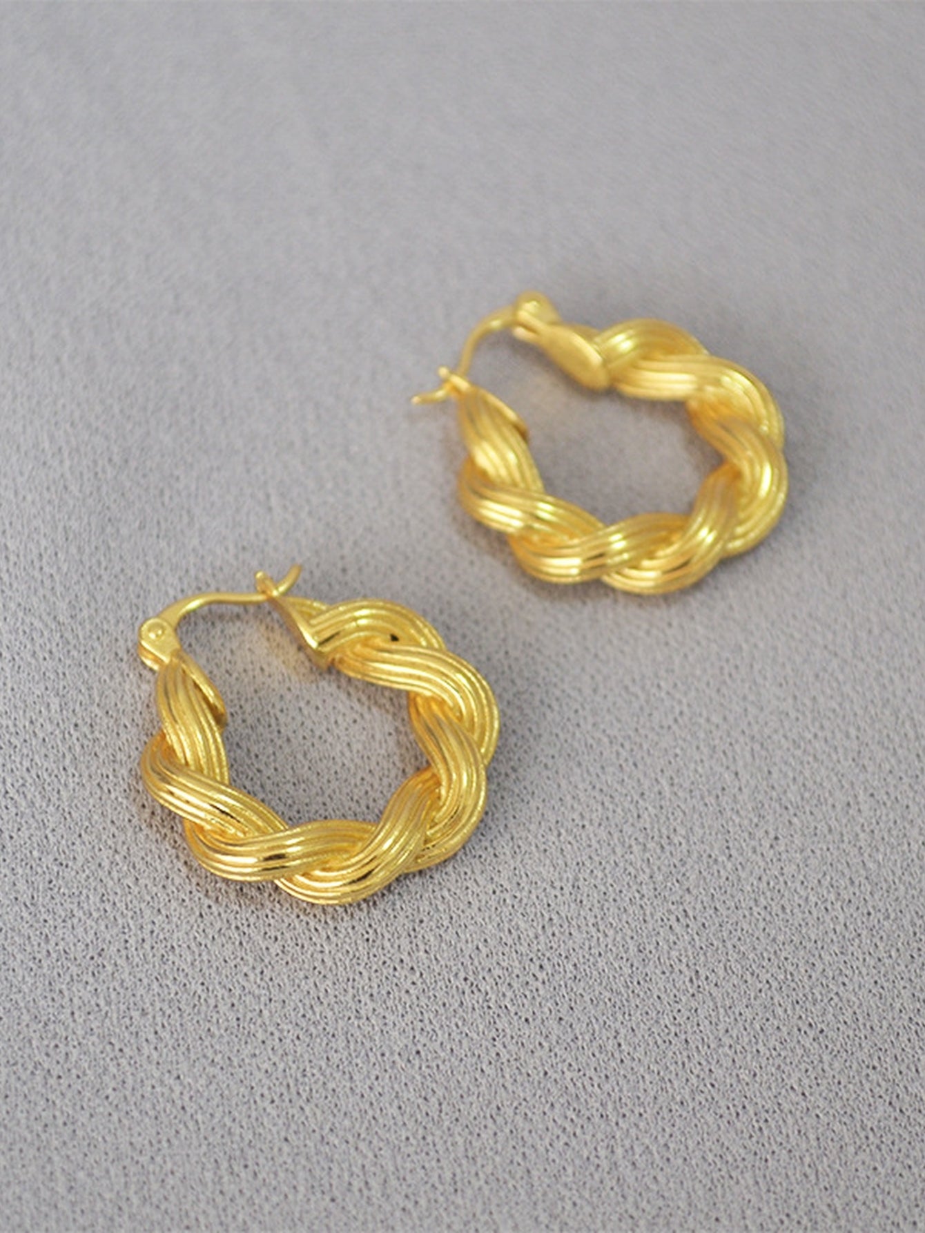 Chunky Twisted Gold Hoop Earrings