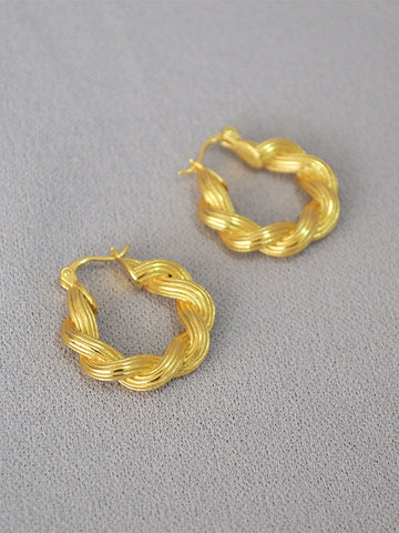 Chunky Twisted Gold Hoop Earrings