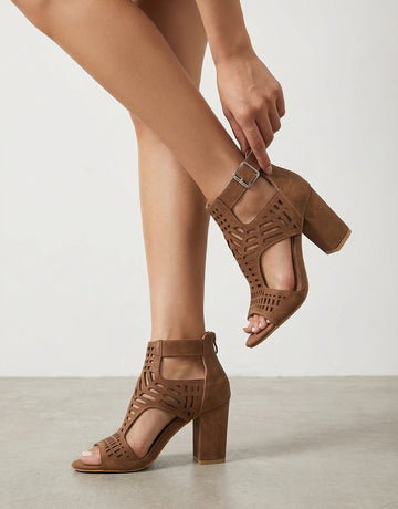 Cut-out Design Ankle Strap Sleek Sandals