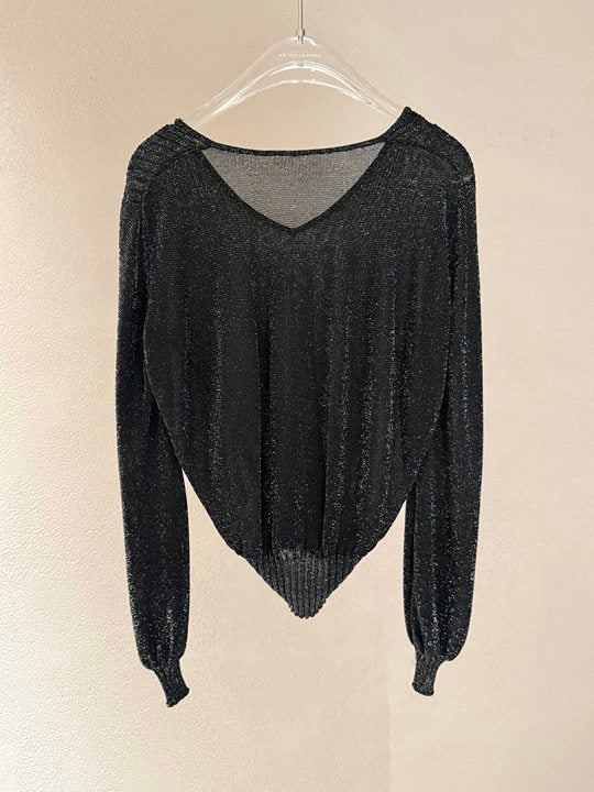 Shimmer V Neck Button Cardigan