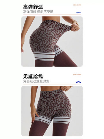 Seamless High Waisted Leopard Yoga Leggings