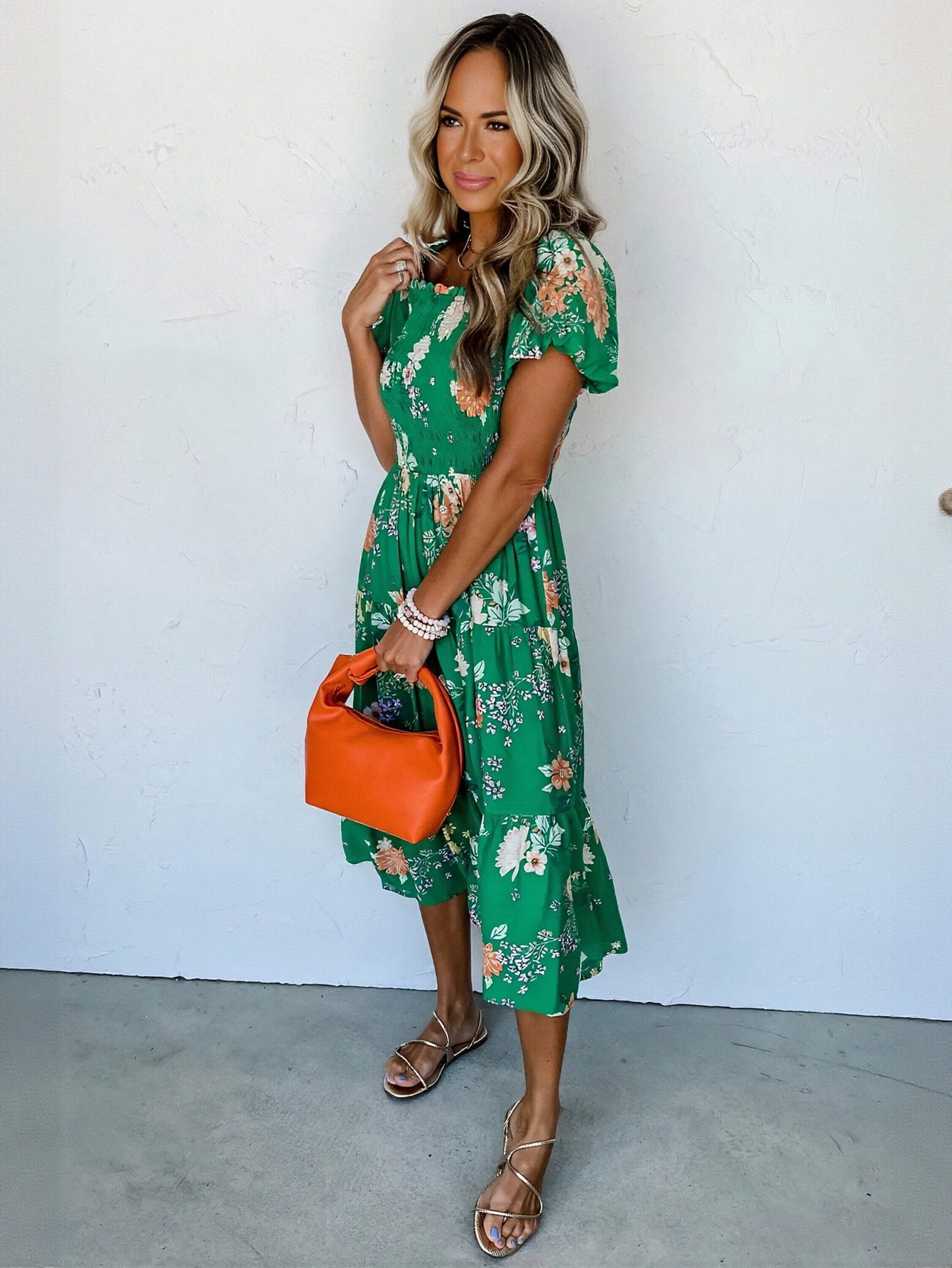 Floral Smocked Midi Dress